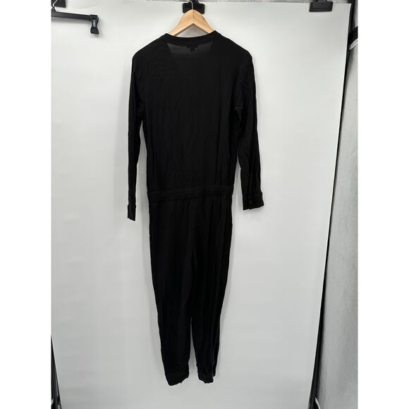 SPLENDID Black Long Sleeves Split Neck Pocket Elastic Waist Jumpsuit // S - Picture 9 of 10